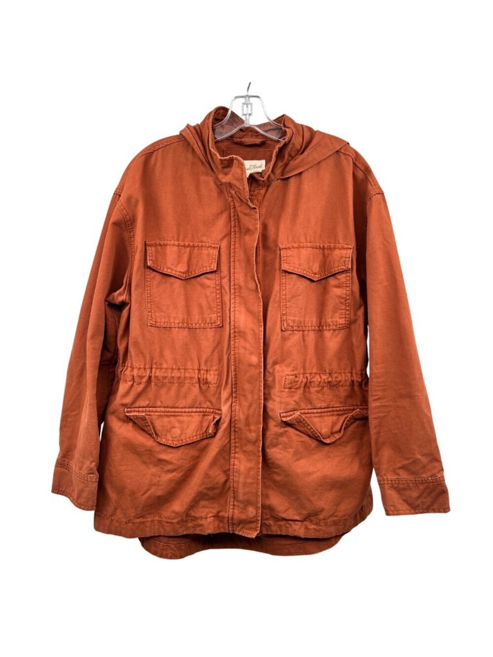 Universal Thread Womens Anorak Jacket Hooded Orange Size Large Pockets